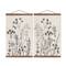 Sketched Florals 12" x 18" Teak Hanging Canvas - Set of 2